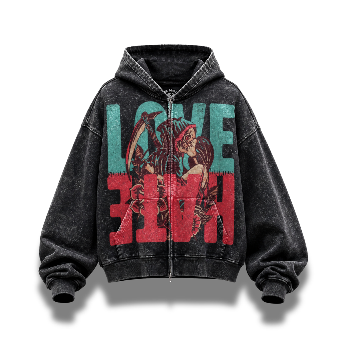 Love Hate (Limited Edition) - Stone Washed Zip Up Hoodie – Sonder