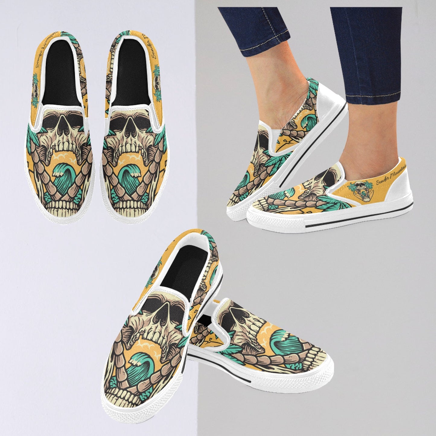 Skull Island - Slip-on Canvas Kid's Shoes (Big Kid)