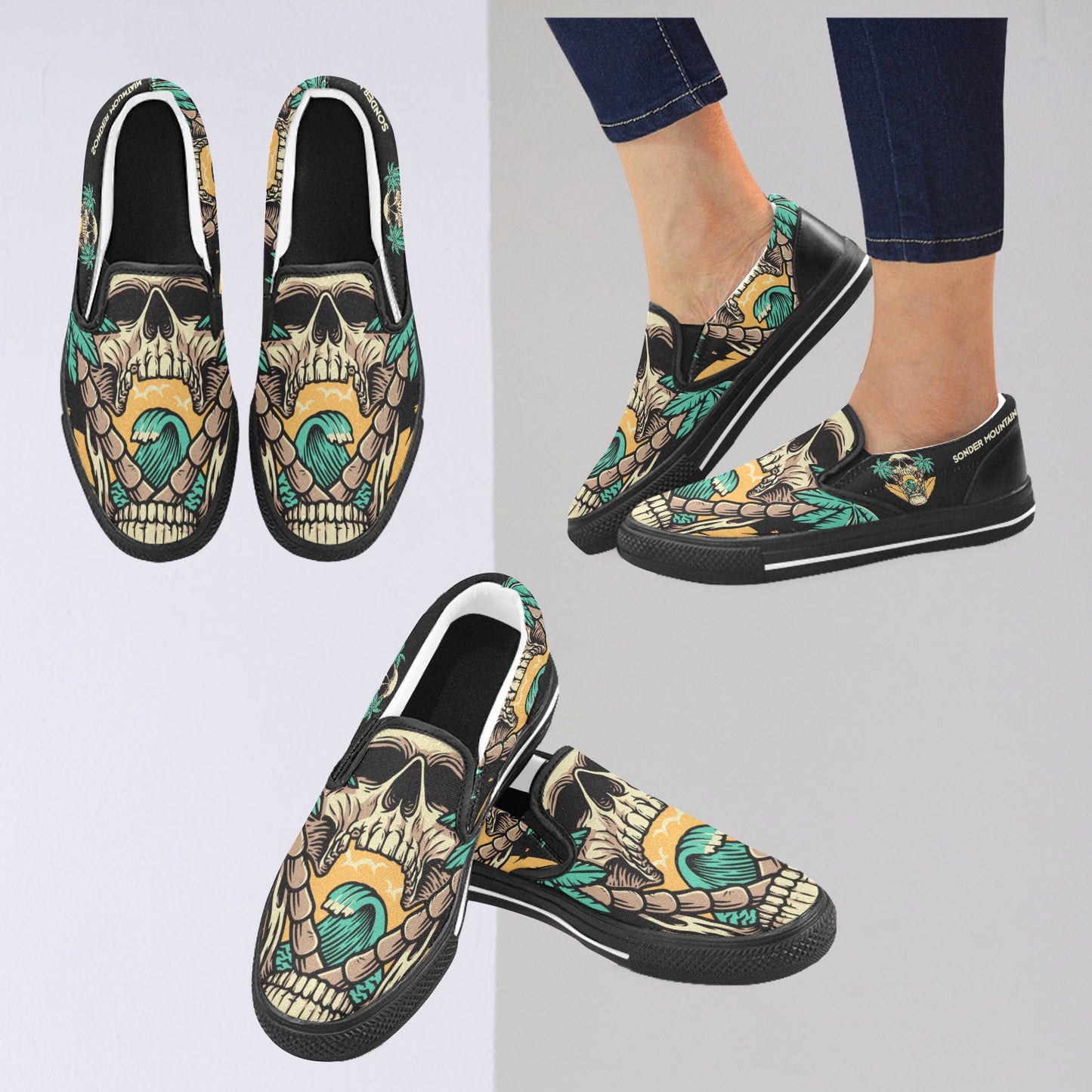 Skull Island - Slip-on Canvas Kid's Shoes (Big Kid)