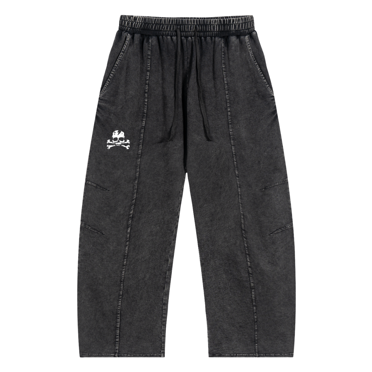 Bones - Snow Wash Drawstring Cotton Denim Pants