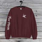 True North Mountain Classic tattoo-inspired unisex sweatshirt with 50% cotton and 50% polyester blend, pre-shrunk classic fit, air-jet spun soft low-pill fabric, 1x1 athletic rib-knit collar with spandex, double-needle stitched collar, shoulders, armholes, cuffs, and hem, bold sleeve typography and ink-inspired graphics, mission-driven streetwear designed for comfort, durability, and purposeful expression.